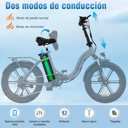 Bicicleta eléctrica plegable Koolux BK6S 250W 48V