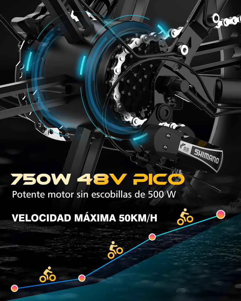 Bicicleta eléctrica KOOLUX BK6S PRO 250W DOBLE BATERÍA 48V 23,4AH