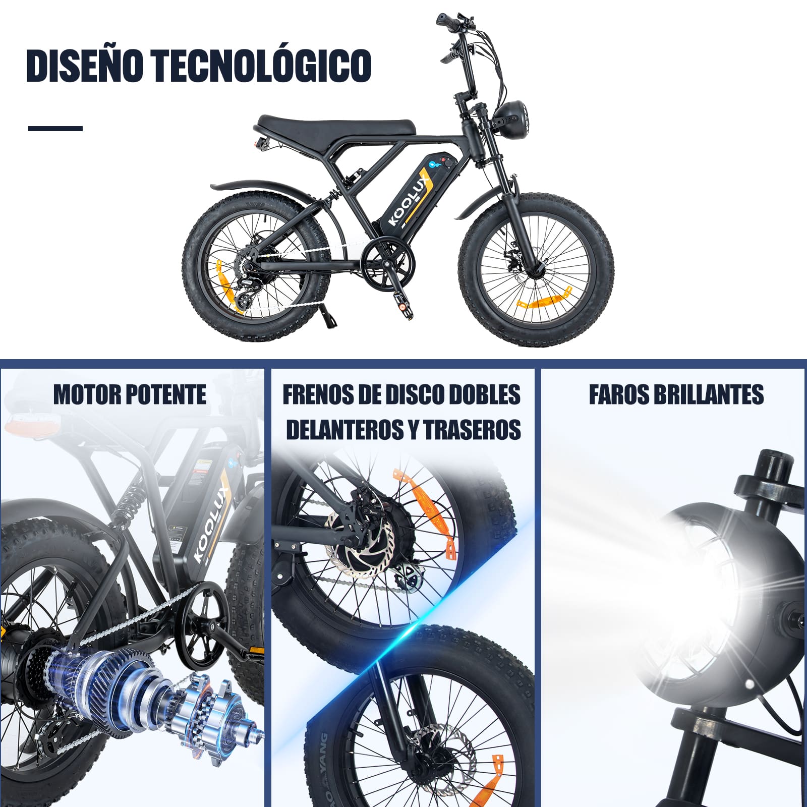 Bicicleta Eléctrica KOOLUX BK29 250W 48V/15Ah 20"